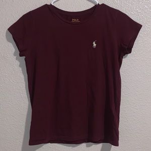 Polo Ralph Lauren Crewneck Tee Red Wine Burgundy Size XS